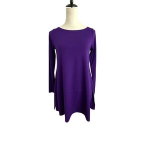 EILEEN FISHER Women's Tunic Mid Dress Purple Long Sleeve Size XS
